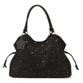 Schwarze Beuteltasche mit Sternmuster, Bimba-Prägung und Kordelzug-Details - Schwarz