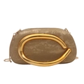 Bolso de noche dorado elegante con asa metálica en forma de C y cadena de hombro fina - Dorado