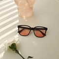 Fashionable black frame sunglasses with gradient pink-orange lenses for women - Blush Gradient (2243)