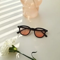 Fashionable black square sunglasses with orange gradient lenses and retro metal rivets - Blush Gradient (2306)