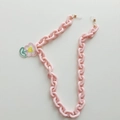 Chaîne de lunettes en acrylique rose mat avec pendentif fleur transparent et boucles silicone - Rose Clair