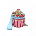 Creative cupcake shaped crossbody bag with colorful embroidery and golden chain strap - Small