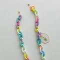 Chaîne en acrylique coloré avec breloque tulipe et maillons macaron pour lunettes - Multicolore