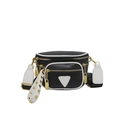 Sac banane tendance noir et blanc avec clous dorés et pendentif de serrure chic - Noir et Blanc