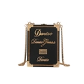 Modische schwarze Box-Clutch mit goldenem Metallbesatz und funkelnden Strass-Details - Schwarz