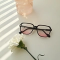 Chic oversized black frame sunglasses with pink gradient lenses in a lifestyle setting - Pink Gradient (2321)
