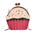 Δημιουργική τσάντα cupcake με πολύχρωμα στρασάκια και χρυσή αλυσίδα για γυναίκες - Κόκκινο