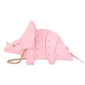 Sac à bandoulière dinosaure rose avec rivets et bandoulière en chaîne dorée - Rose