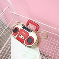 Bolso bandolera retro forma de radio en oro champán y rojo con remaches moda - Dorado