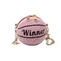 Rosa Lammwolle Basketball Umhängetasche mit Winner-Stickerei und Goldkette - Rosa