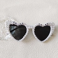 White heart bride to be sunglasses with pearls for bridal shower and bachelorette party - Bride To Be White