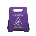 Unique purple PU leather handbag with creative caution sign design and top handle - Purple
