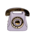 Creative retro telephone-shaped handbag in light purple with golden mirror dial accents - Purple
