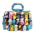 Borsa in tela blu con marionette di peluche e manici arricciati per le donne - Blu