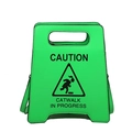 Creative bright green PU crossbody bag with black Caution traffic sign design - Green