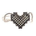 Mini borsa intrecciata a forma di cuore argento e canna di fucile con catena - Doppio Cuore