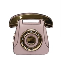 Sac à main rétro en forme de téléphone rose avec poignée dorée et cadran rotatif - Rose