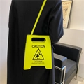 Quirky yellow Caution Sign crossbody bag with Catwalk In Progress funny slogan - Yellow