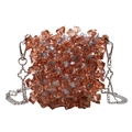 Mini-Eimerbeutel mit bernsteinfarbenen Kristallen und silberner Kette - Braun