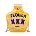 Yellow laser tequila bottle crossbody bag with holographic finish and gold chain - Holographic Yellow