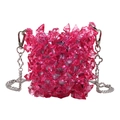 Schicke Mini-Tasche mit rosa Acrylkristallen und silberner Kette für Damen - Rosa