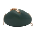 Dark green oval acrylic evening bag with gold chain strap and metallic clasp - Dark Green
