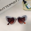 Lunettes de soleil cœur style écaille de tortue avec bordure de perles pour mariée - Imprimé Léopard Thé Coeur