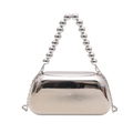 Chic silver mirror acrylic box bag with pearl top handle and metal chain strap - Silver