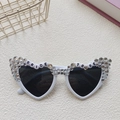 White heart shaped bridal sunglasses with rhinestones and Bride To Be pearls - Bride To Be Half Frame Colorful Rhinestones