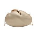 Champagne gold oval acrylic evening clutch with metallic shell and fine chain strap - Gold