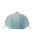 Blaue Glitzer-Abendtasche in Muschelform mit Goldkette und Metallverschluss - Blau