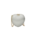 Sac bandoulière cœur argenté scintillant avec bandoulière chaîne dorée - Argenté