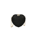 Sac bandoulière tendance en forme de cœur noir pailleté avec bandoulière chaîne dorée - Noir