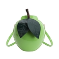 Creative green apple shaped crossbody box bag with leaf detail in glossy finish - Apple Shape (Green) / Green