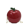 Bolso bandolera creativo con forma de manzana roja brillante y elegante cadena dorada - Burdeos