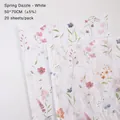 White floral tissue paper with vibrant spring flower print 50x70cm 20 sheets per pack - Vibrant Spring [White]