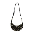 Punk-Stil Halbmond-Schultertasche mit goldenen Ösen-Nieten und verstellbarem Riemen - Schwarz
