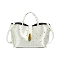 Borsa a tracolla bianca a cuore con perle decorative e chiusura a girello dorata - Bianco Sporco