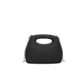 Minimalist black matte acrylic clutch bag with a sleek semi-circular design and gold chain strap - Black
