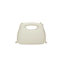 Chic acrylic cream-white candy-colored evening box bag with golden chain strap - White