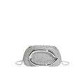 Silberne Strass-Abendtasche mit charakteristischem Metallgriff und Kettengurt - Silber