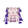 Sac cabas bohème ethnique avec imprimés abstraits roses et détails de glands violets - Rose