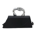 Zwarte asymmetrische lederen handtas met onregelmatige zilveren vloeibare metalen greep - Zwart