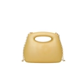 Minimalist bright yellow acrylic box clutch with golden chain strap for women - Yellow
