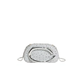 Elegante silberne Clutch aus Acryl mit funkelnden Strasssteinen und Metallkette - Weiß