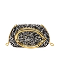 Chic acrylic sequin evening clutch bag with large gold U-shaped metal ring and chain strap - Silver