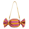 Candy-shaped striped crossbody bag in vibrant yellow and pink purple PU leather - Yellow Purple Stripes (Candy Shape) / Yellow