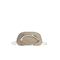 Funkelnde champagnerfarbene Clutch mit Strasssteinen und silbernem C-Griff - Gold