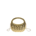 Glänzende goldene Acryl-Hobo-Tasche mit Metall-Finish und abnehmbarer Kette - Gold