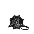 Gothic spider web cross-body bag in black PU leather with white embroidery and 3D spider - Black